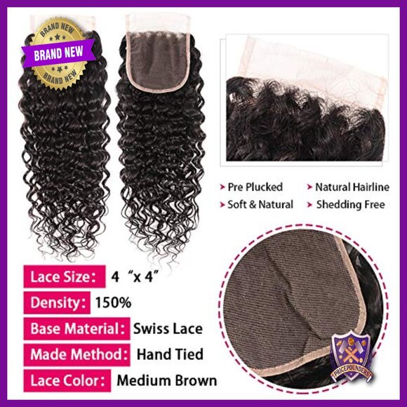 28 Inch Brazilian Human Hair Extensions 3 Bundles with Lace Closure main image 5